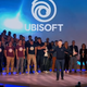 Ubisoft CEO Yves Guillemot and other developers at the company on stage at E3 2017.